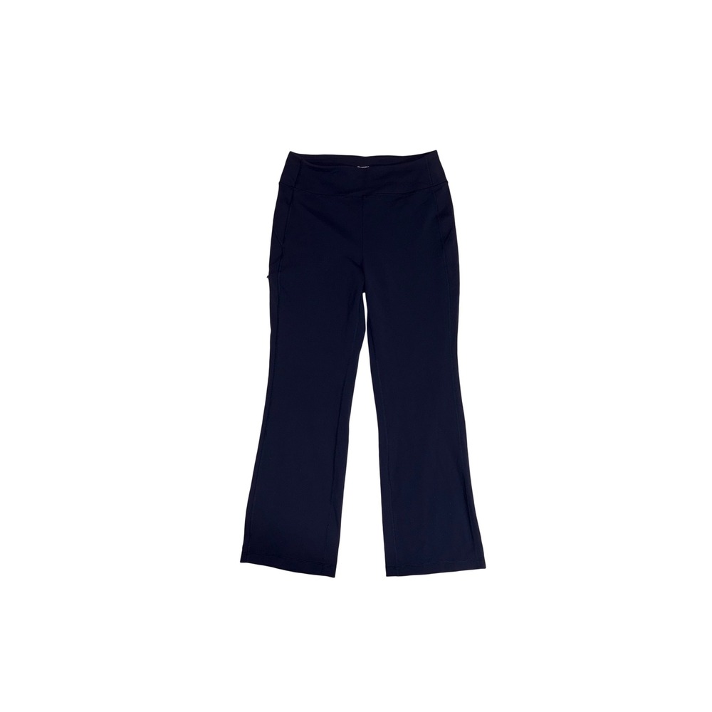 DULUTH TRADING CO Yoga Pants Womens S Navy Blue Flare Pocket Stretch Leggings